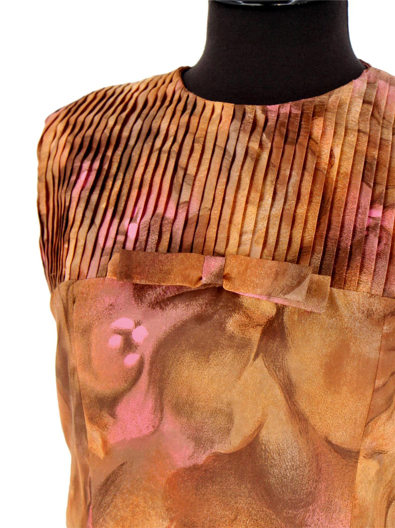 Sixties Vintage Brown Abstract Print Shift Dress