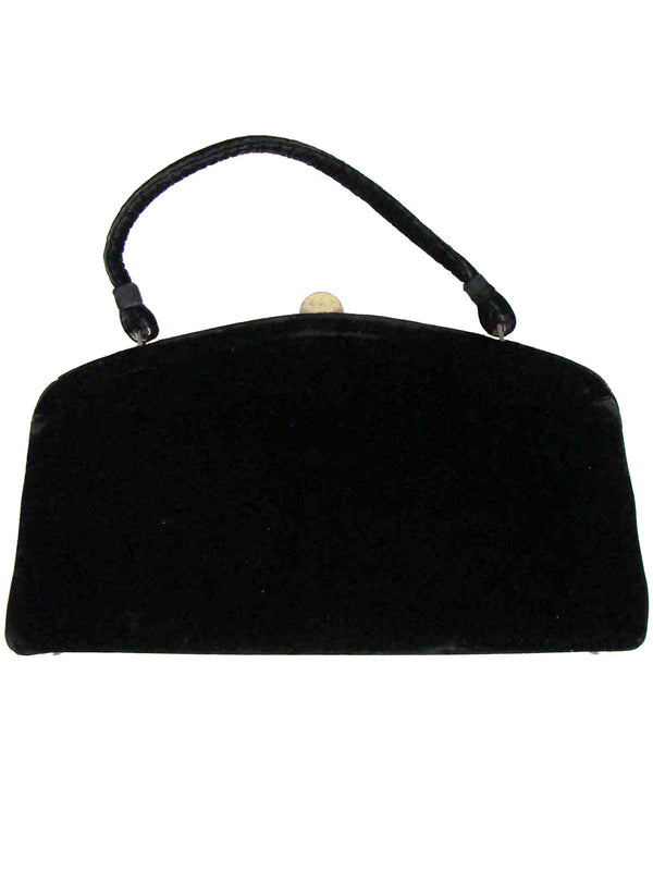 Black Velvet Beaded Vintage Frame Bag