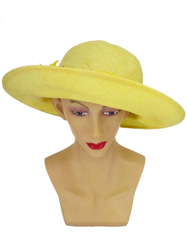 Lemon Yellow 1970s Vintage Straw Hat