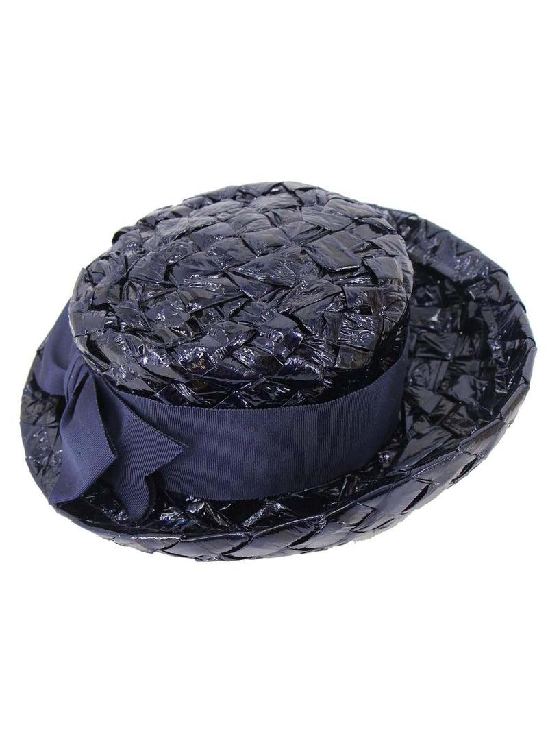 Blue Woven 1960s Vintage Breton Hat