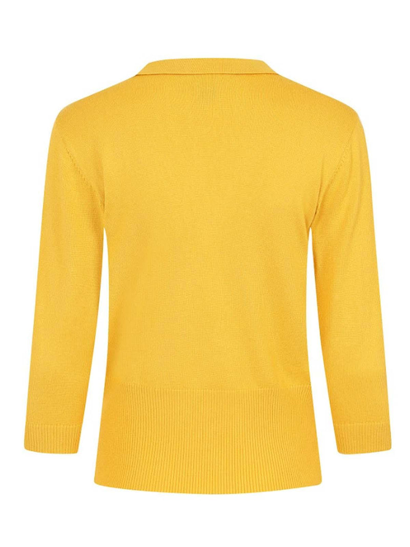 Vintage Style Mustard Yellow Knitted Polo Top