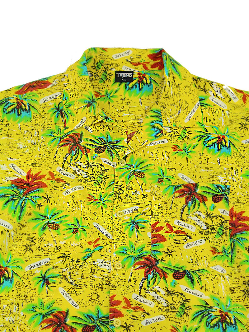 Vintage Yellow Red Cotton Hawaiian Shirt