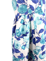 Blue Rose Floral 1950s Vintage Shirt Dress
