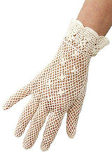 1940s Vintage Style Ivory Mesh Crochet Gloves