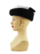 Black Wool Vintage Style Bow Decor Hat