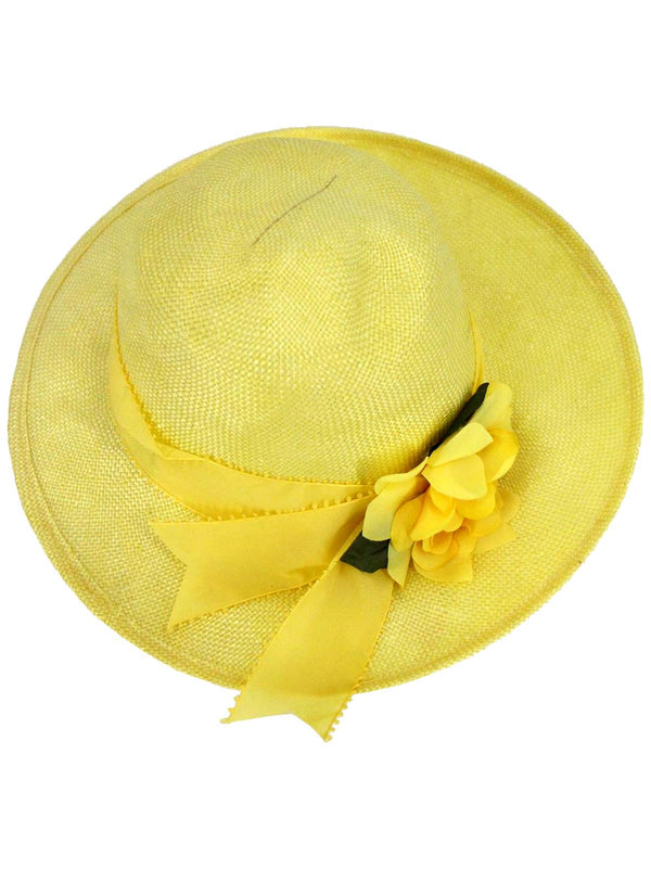 Lemon Yellow 1970s Vintage Straw Hat