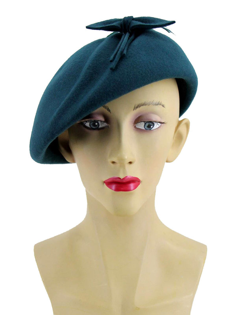 Teal Green Vintage Style Felt Cloche Hat
