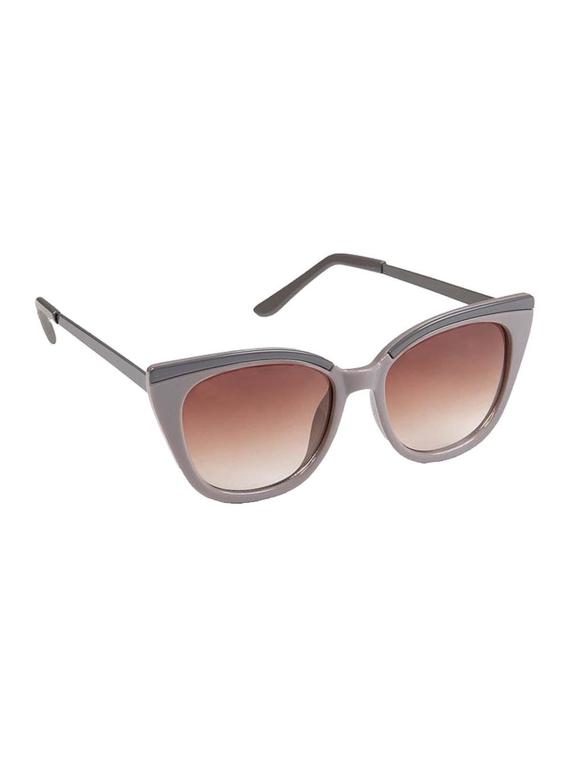 Retro Style Grey Two-Tone Ridged Square Sunglasses