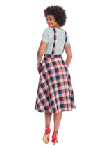 Vintage Style Checked Button Front Pinafore