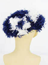 Navy & White 1960s Open Crown Hat