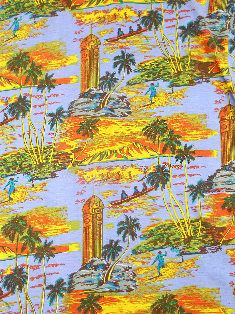 Vintage Orange Blue Tropical Hawaiian Shirt