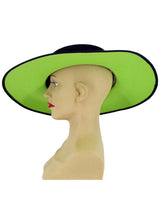 Green Contrast Vintage 1940s Look Brimmed Hat