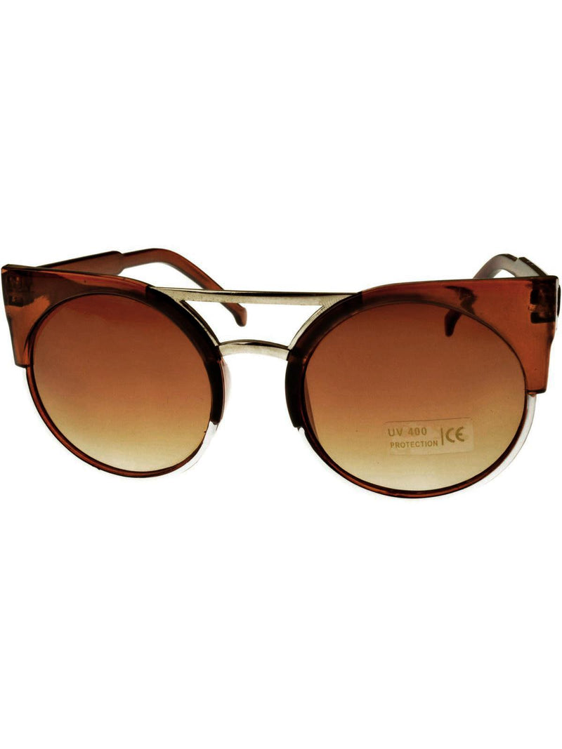 Brown Vintage Style Horn Rimmed Sunglasses