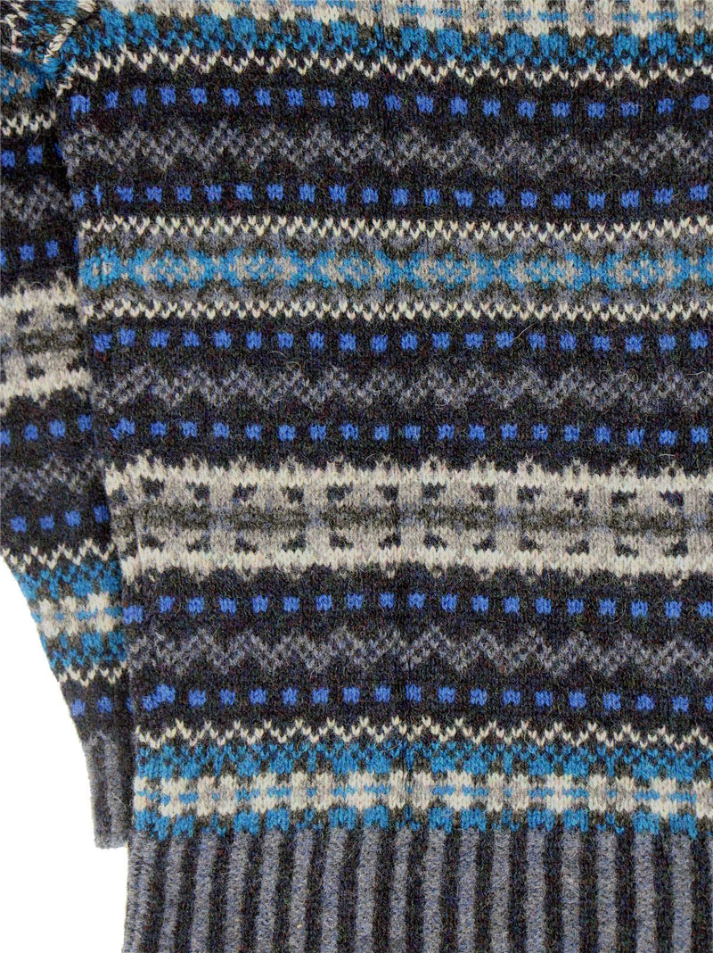 Forties Vintage Edward Wool Fairisle Jersey in Storm Blue