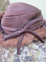 Vintage Hat With Top Stitching & Fur Brim