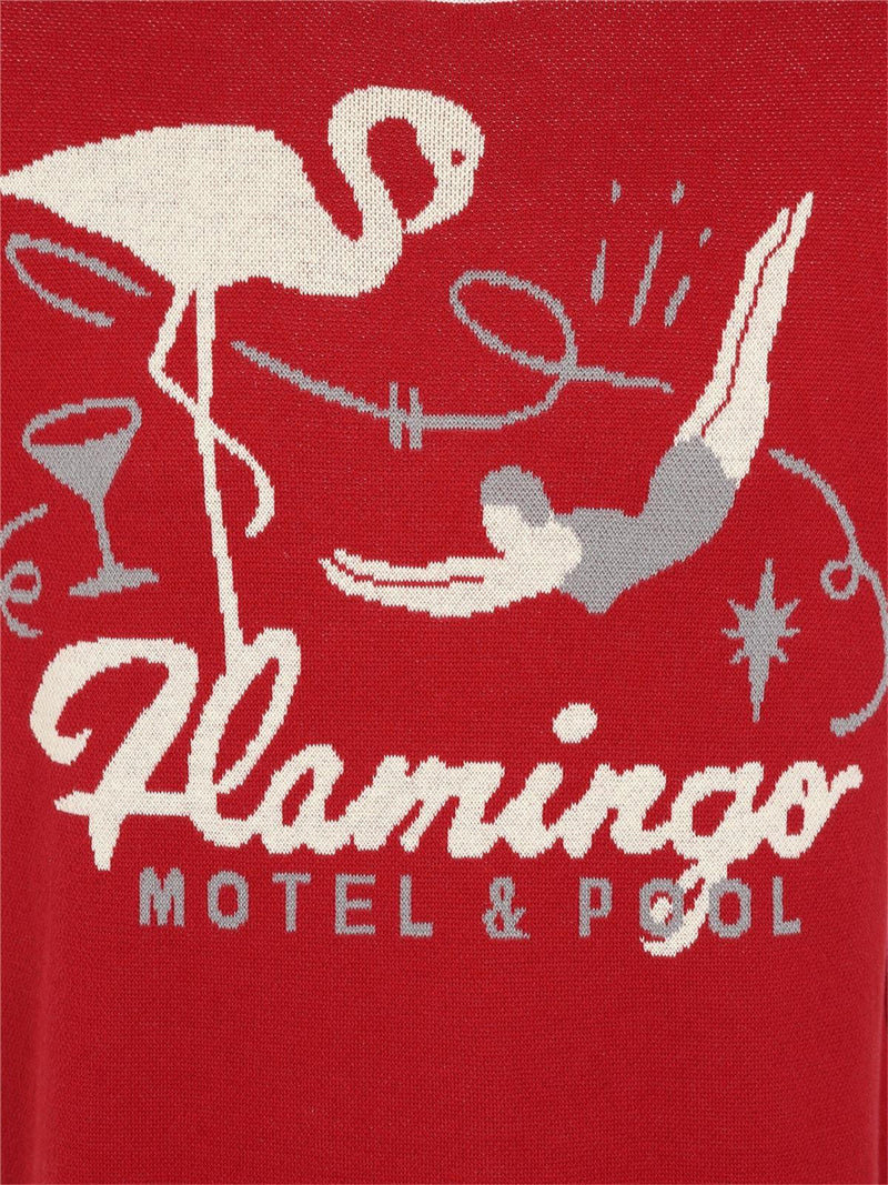 Short Sleeve Red 50s Style Flamingo Knit Top