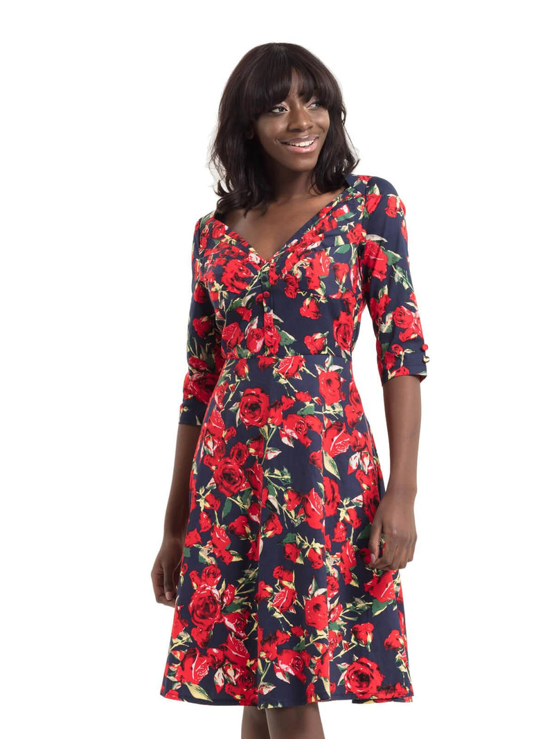 Briar Red Rose Style Swing Dress