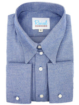 Blue Aspen Brushed Cotton Spearpoint Shirt with Tab Collar and French Cuff