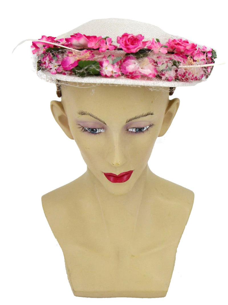 1950s Vintage Whimsical Floral Trimmed Hat