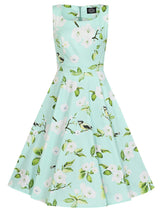 Mint Green Floral 1950s Vintage Style Swing Dress