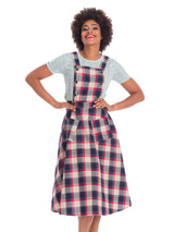 Vintage Style Checked Button Front Pinafore