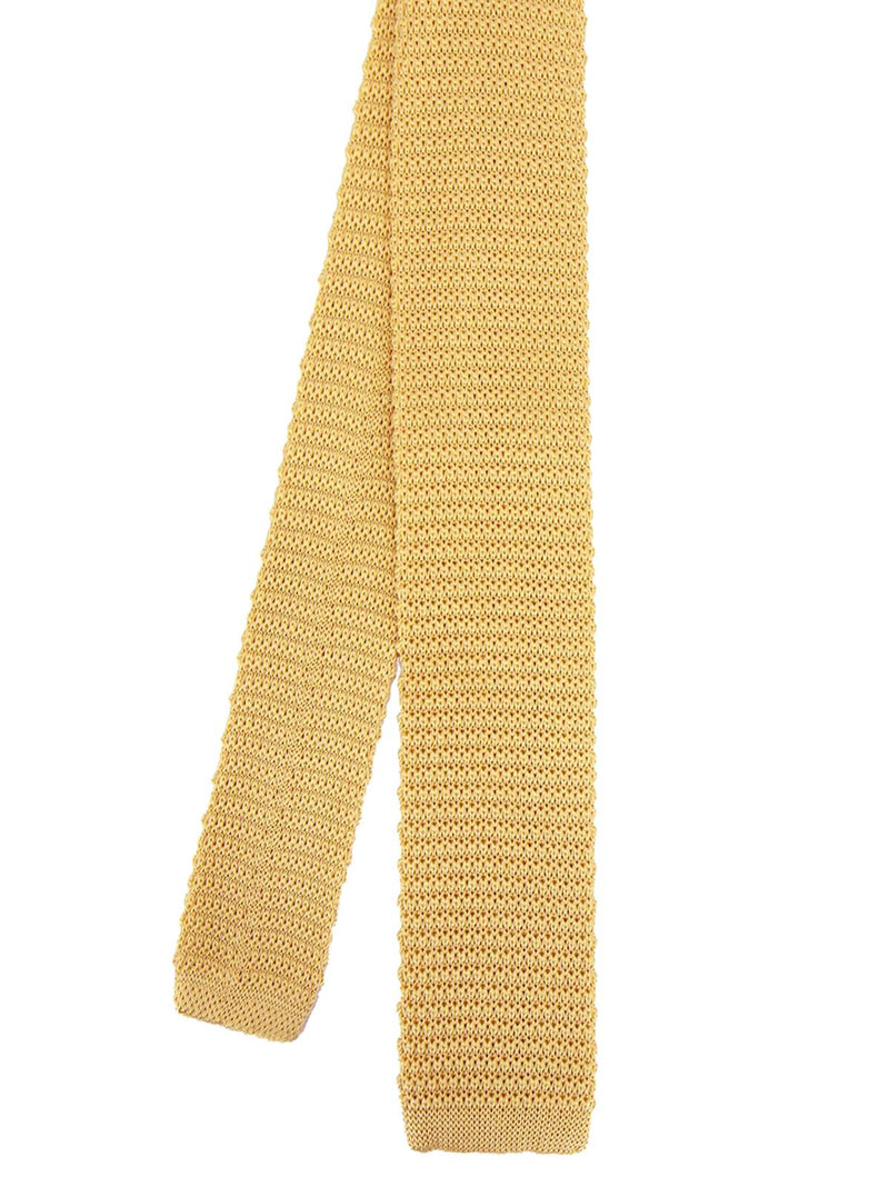 1960s Style Yellow Gold Knitted Silk Slim Tie