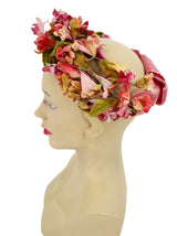 Pink Velvet Floral Vintage Circlet Half Hat