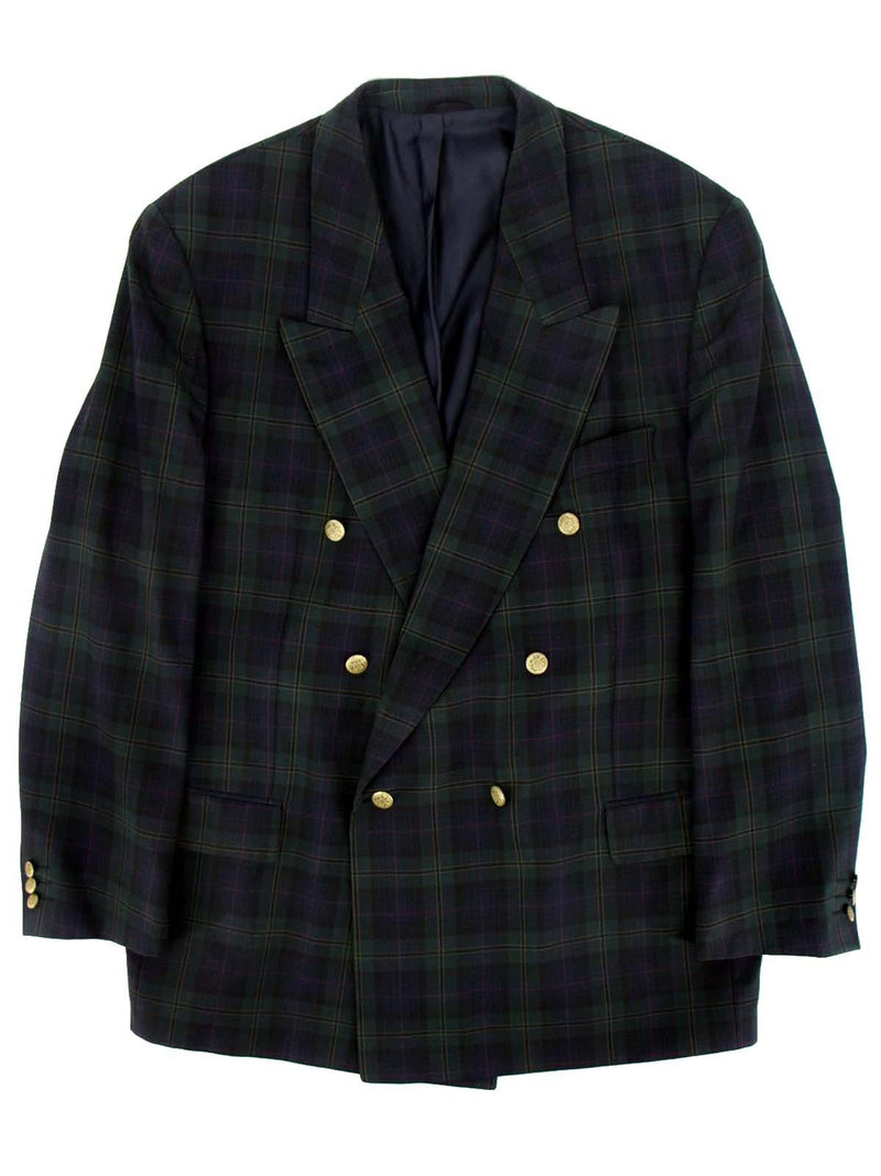 Blue & Green Tartan Double Breasted True Vintage Jacket
