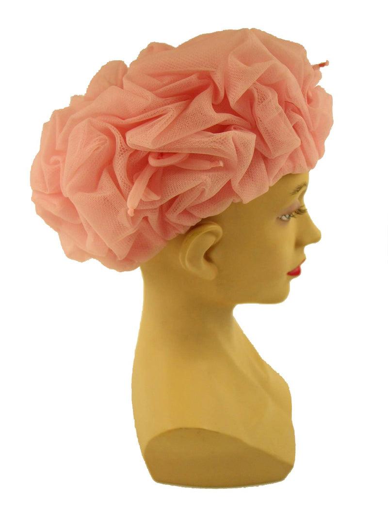 Sixties Vintage Pink Nylon Gathered Hat