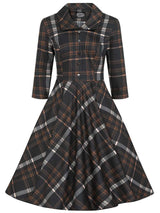 Fifties Vintage Style Black Autumn Check Dress
