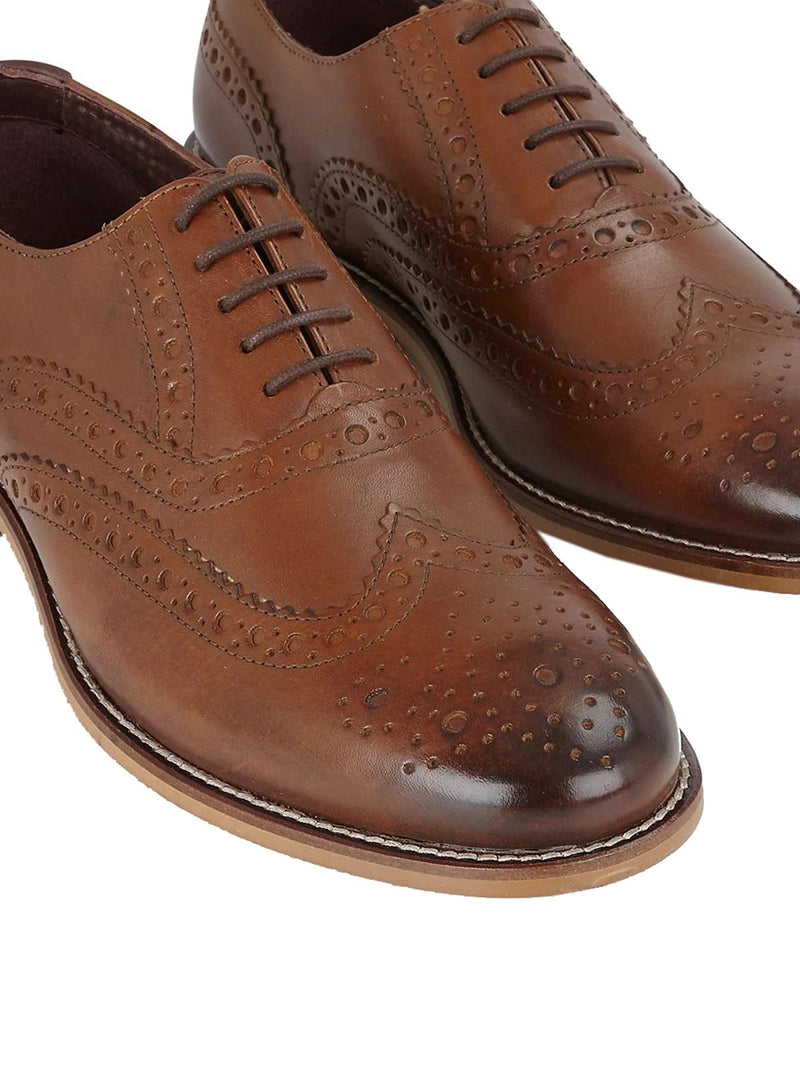 Chestnut Brown Leather Vintage Style Brogue Shoes