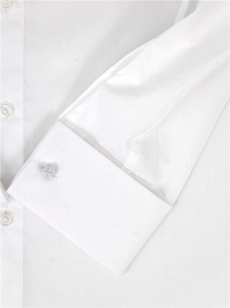 White 1940s Vintage Look Spearpoint Collar Shirt with French Cuff