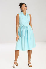 1950s Vintage Style Sky Blue Sleeveless Day Dress