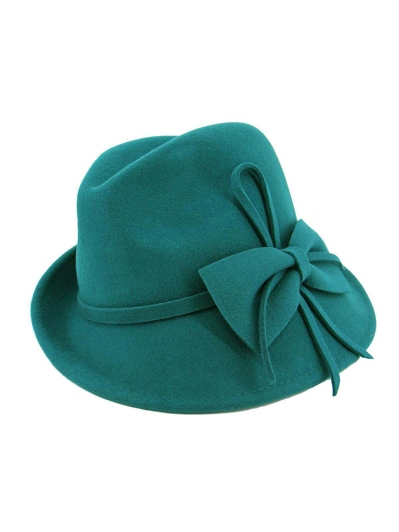 Vintage Style Teal Green Wool Felt 1940s Trilby Hat