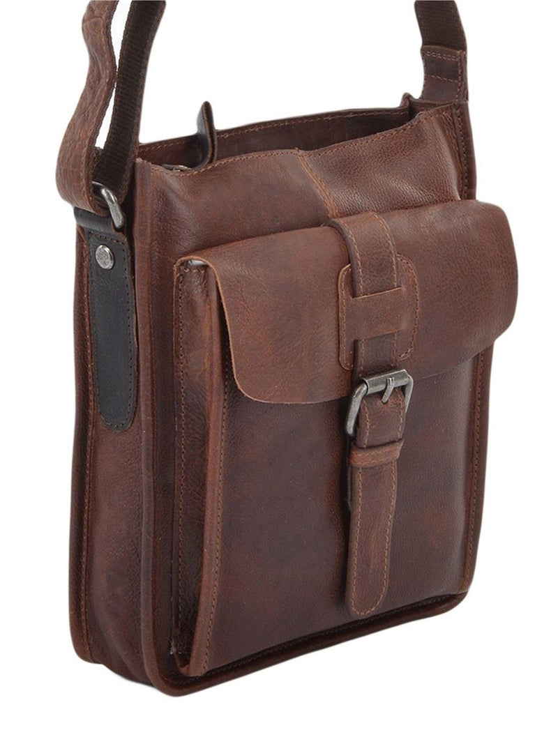 Men's Small Tan Leather Vintage Style Crossbody Bag