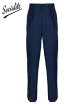 Pinstripe Wool Replica 1940s Trousers with Belt Loops