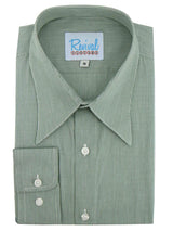 Green Fine Stripe 1940s Look Spearpoint Collar Shirt