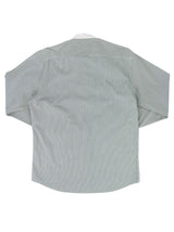 Green Stripe Collarless Grandad Shirt with Detachable Spearpoint Collar