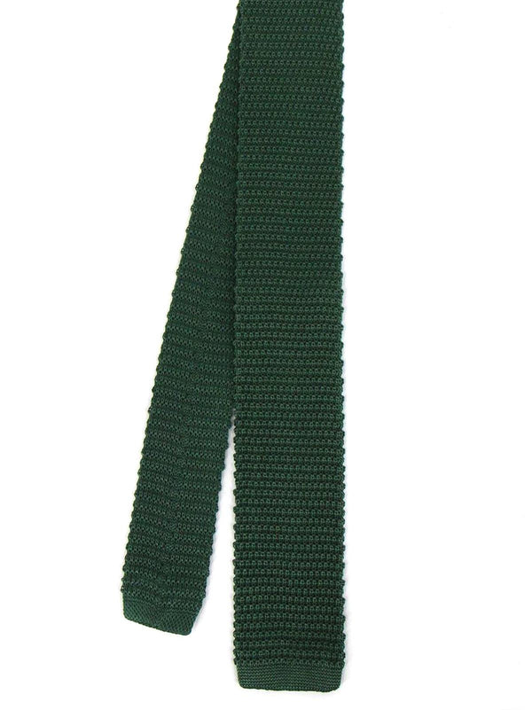 1960s Style Forest Green Knitted Silk Slim Tie