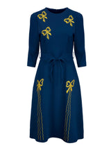 1940s Vintage Beau Belle Embroidered Dress in Blue