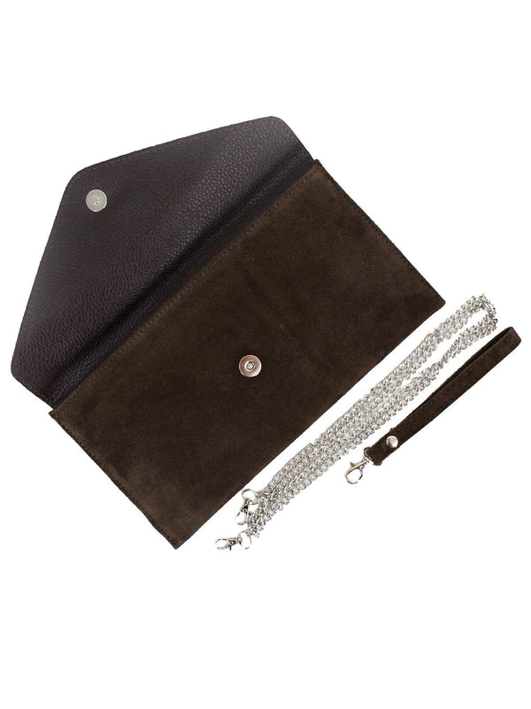 Brown Real Suede Vintage Look Envelope Clutch Bag