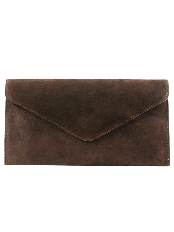 Brown Real Suede Vintage Look Envelope Clutch Bag