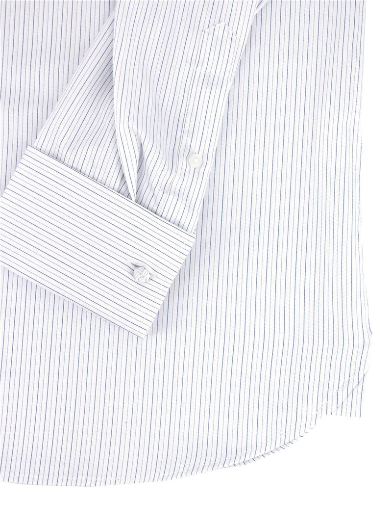 Blue Lockwood Stripe 1940s Vintage Spearpoint Shirt with Tab Collar