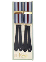 Gunmetal & Maroon Stripe Braces with Black Leather Loops