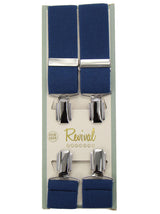 Woven Dark Blue Vintage Style Braces with Silver Clips