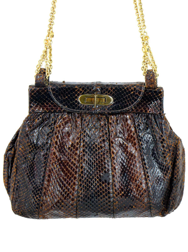 True Vintage Brown Snakeskin Frame Bag