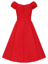 1950s Vintage Style Belted Red Swing Dress