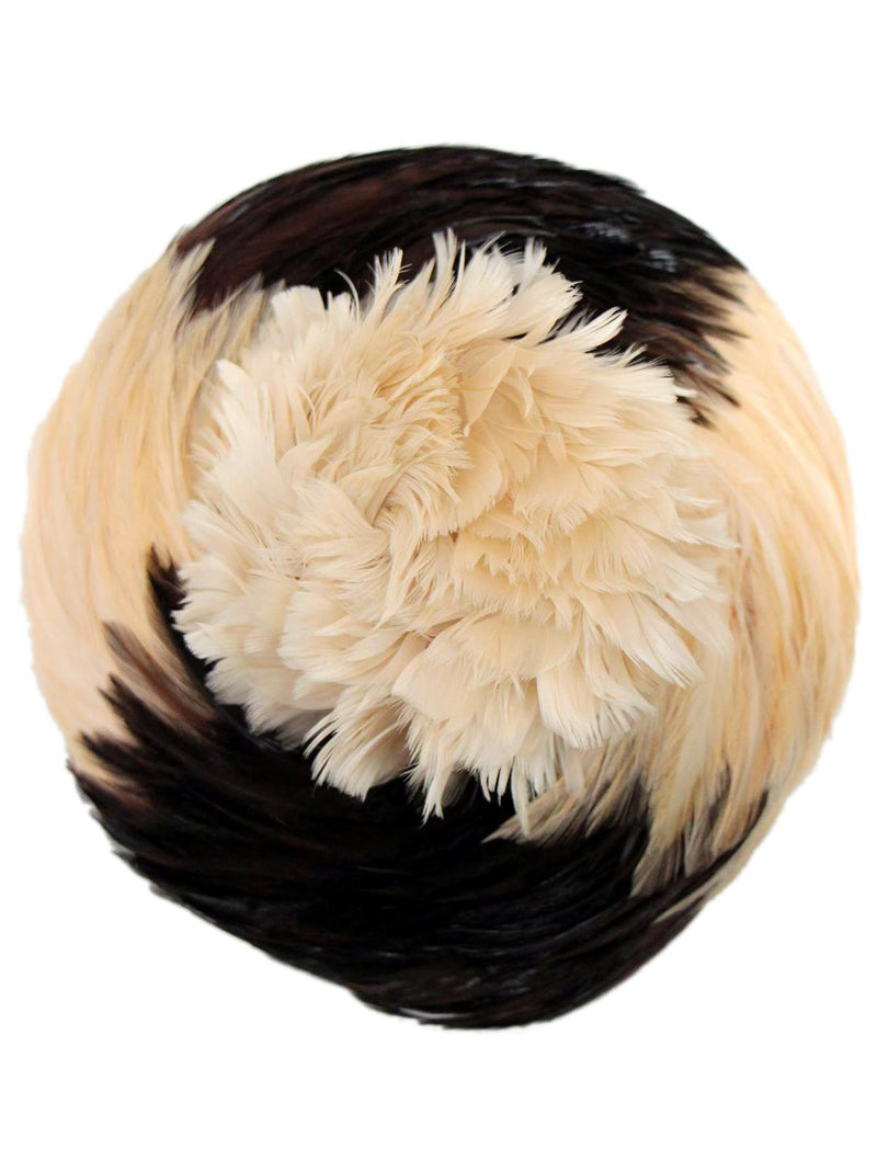 Vintage Brown & Cream Feather Pompom Hat