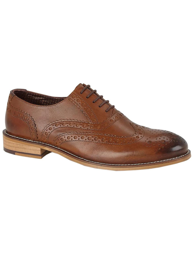 Chestnut Brown Leather Vintage Style Brogue Shoes