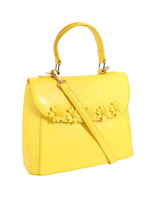 Yellow Daisy Trim Vintage Style Floral Handbag
